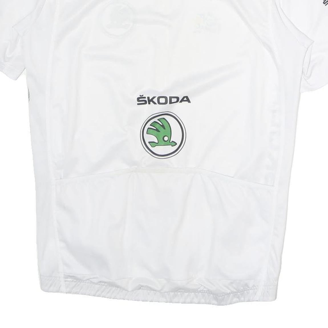 LE COQ SPORTIF Mens White Tour De France Cycling Jersey L Short Sleeve Zip