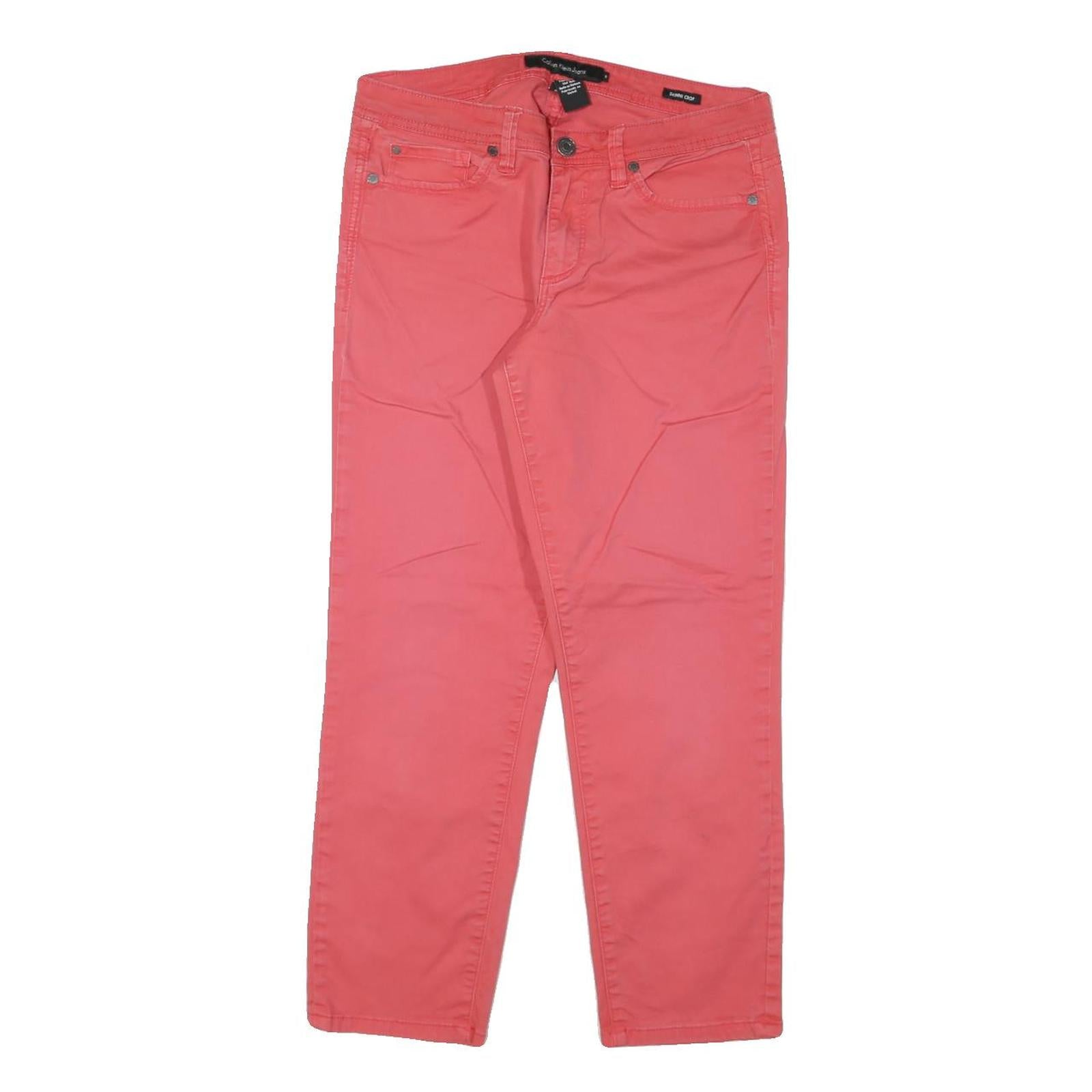 CALVIN KLEIN JEANS Womens Cotton Blend Coral Regular Straight Trousers W30 L25