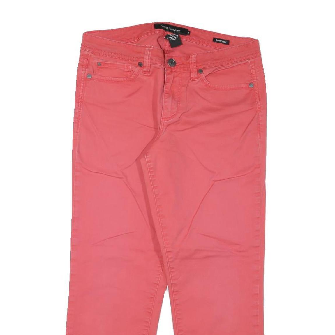 CALVIN KLEIN JEANS Womens Cotton Blend Coral Regular Straight Trousers W30 L25