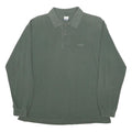 SPALDING Mens Green Long Sleeve Plain Cotton Polo Shirt L Casual Classic