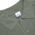SPALDING Mens Green Long Sleeve Plain Cotton Polo Shirt L Casual Classic