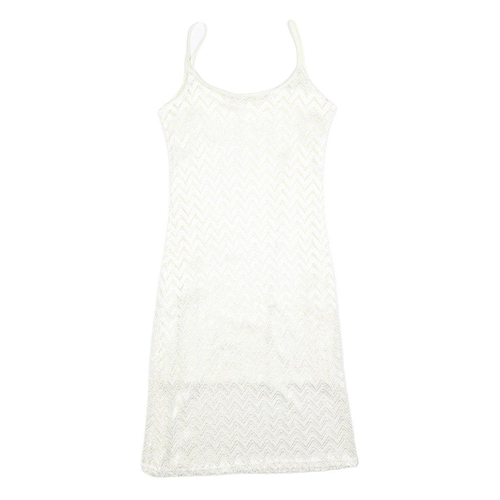 Womens White Polyester Blend Sleeveless Mini Dress Plain Spaghetti Strap Size S