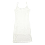 Womens White Polyester Blend Sleeveless Mini Dress Plain Spaghetti Strap Size S