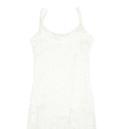 Womens White Polyester Blend Sleeveless Mini Dress Plain Spaghetti Strap Size S