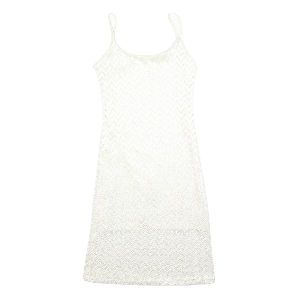 Womens White Polyester Blend Sleeveless Mini Dress Plain Spaghetti Strap Size S