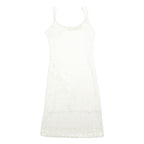 Womens White Polyester Blend Sleeveless Mini Dress Plain Spaghetti Strap Size S