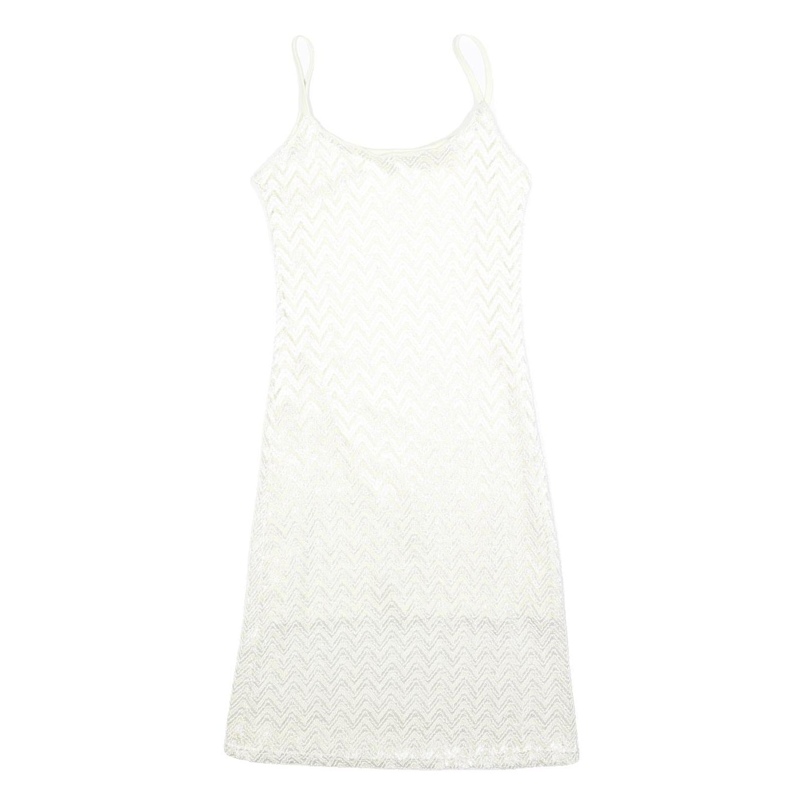 Womens White Polyester Blend Sleeveless Mini Dress Plain Spaghetti Strap Size S
