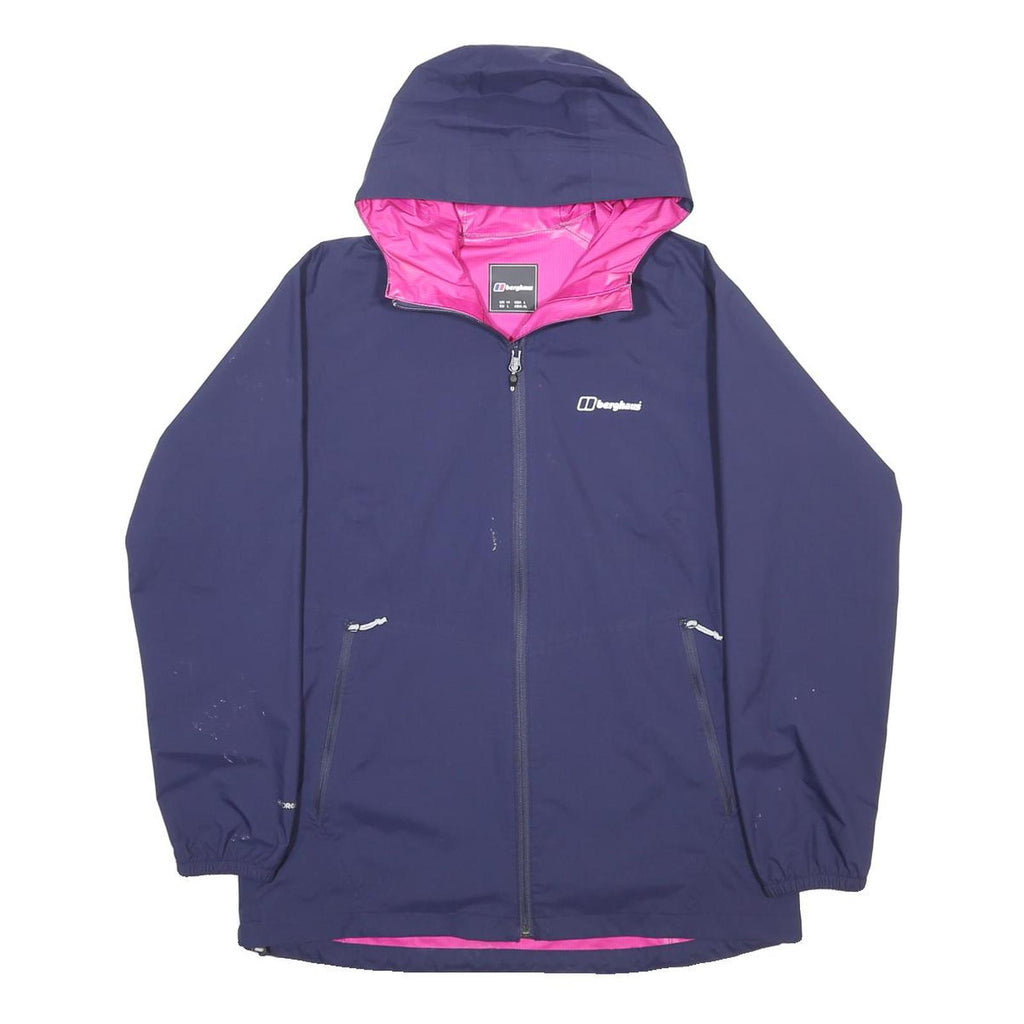 BERGHAUS Womens Navy Blue Outdoor Jacket UK 14 Synthetic Zip Hooded Plain