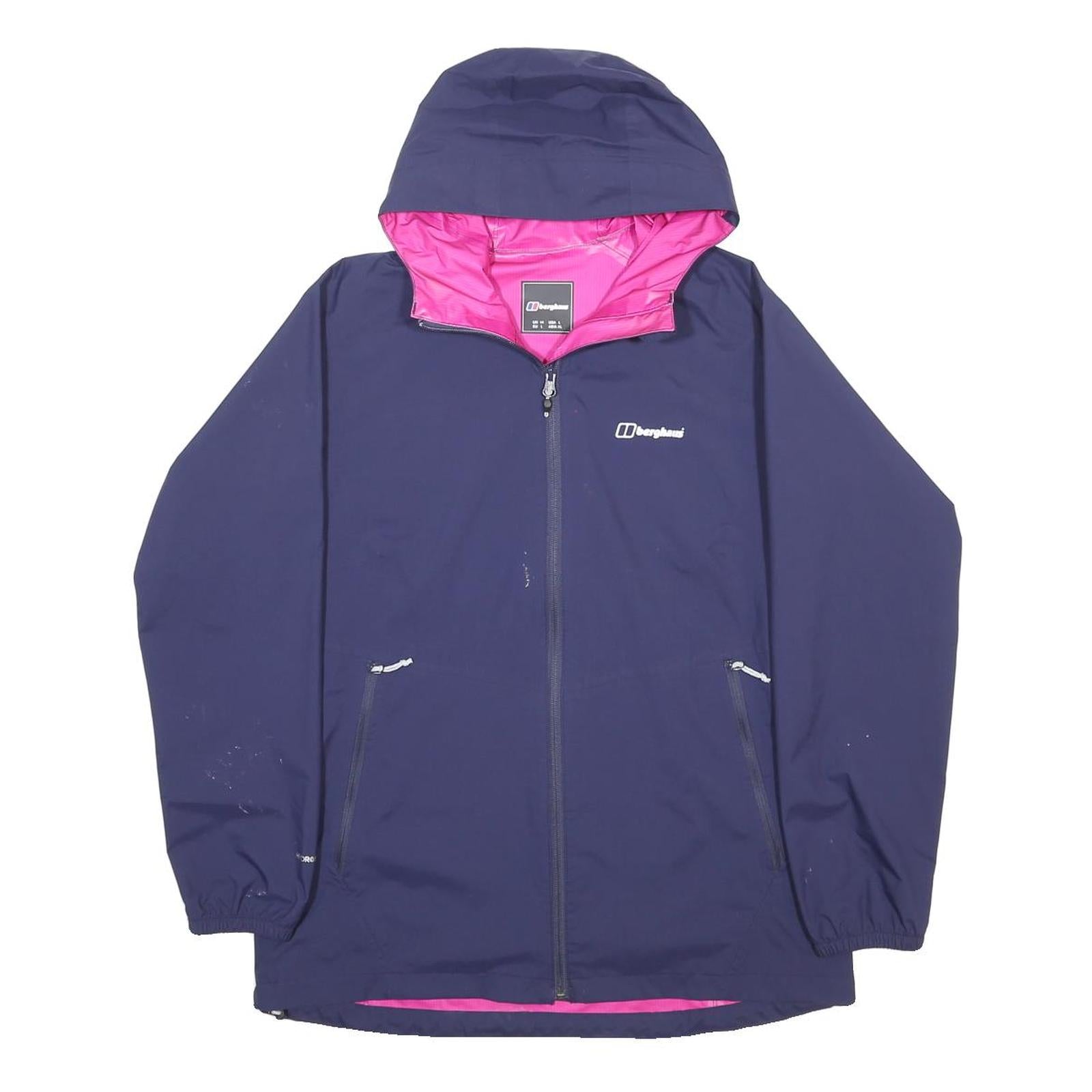 BERGHAUS Womens Navy Blue Outdoor Jacket UK 14 Synthetic Zip Hooded Plain