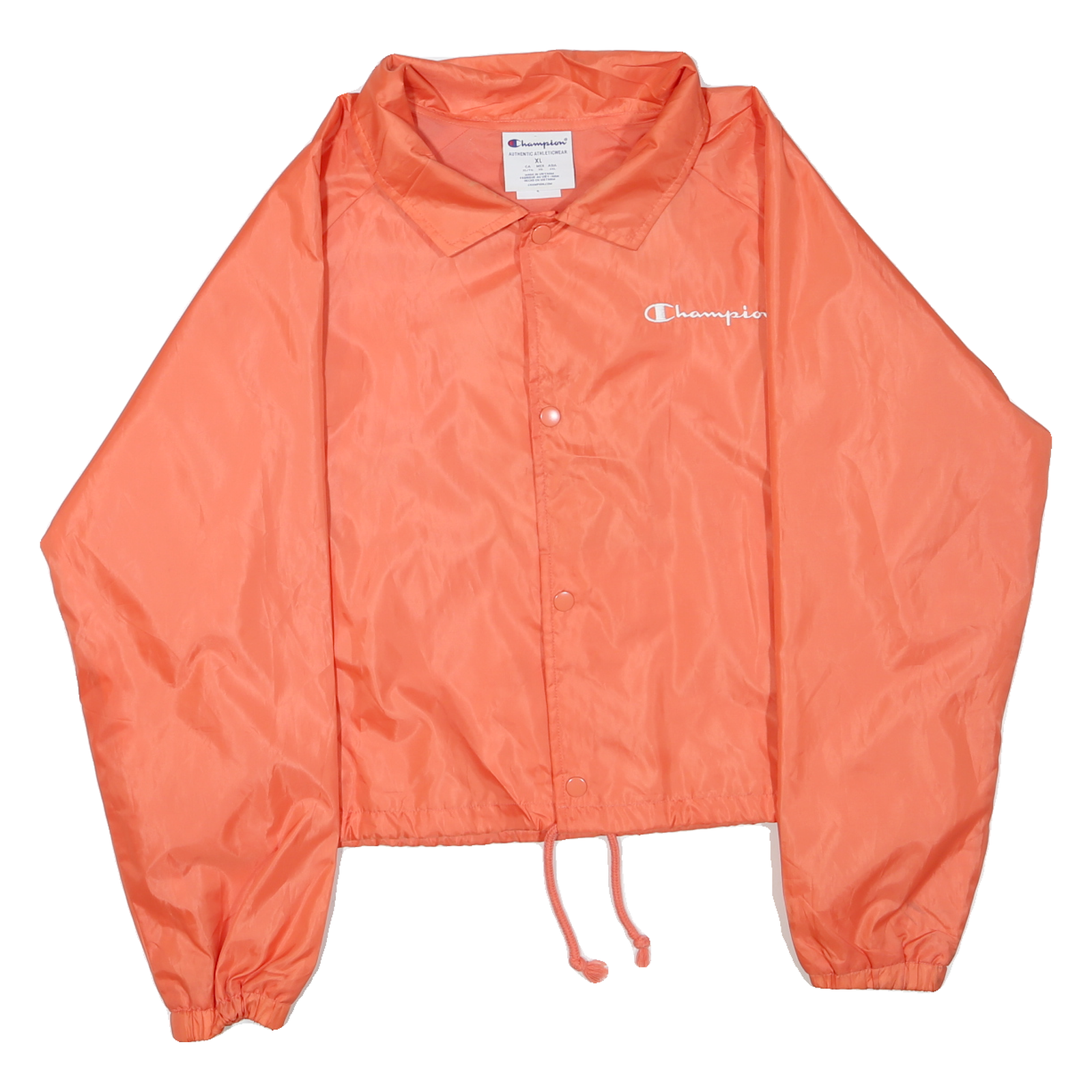 CHAMPION Womens Orange Button Jacket XL Polyester Blend Plain Sportswear