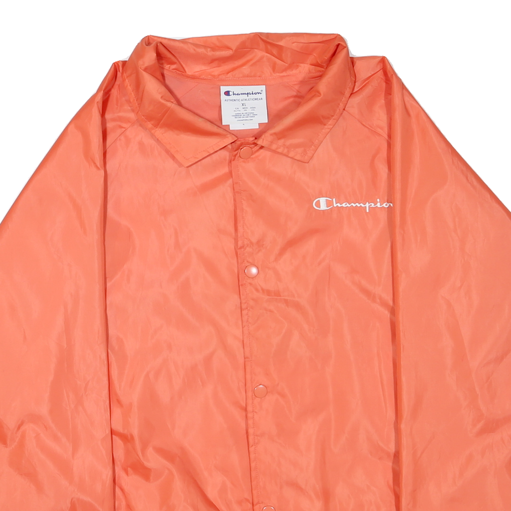 CHAMPION Womens Orange Button Jacket XL Polyester Blend Plain Sportswear