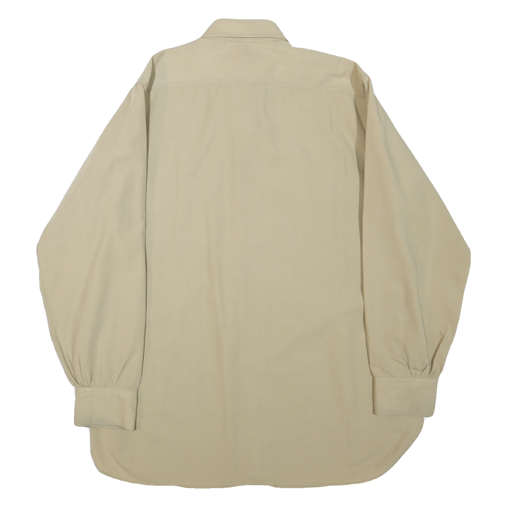 ELLECO REGULATION Mens Beige Shirt L Long Sleeve Button Polyester Blend Classic