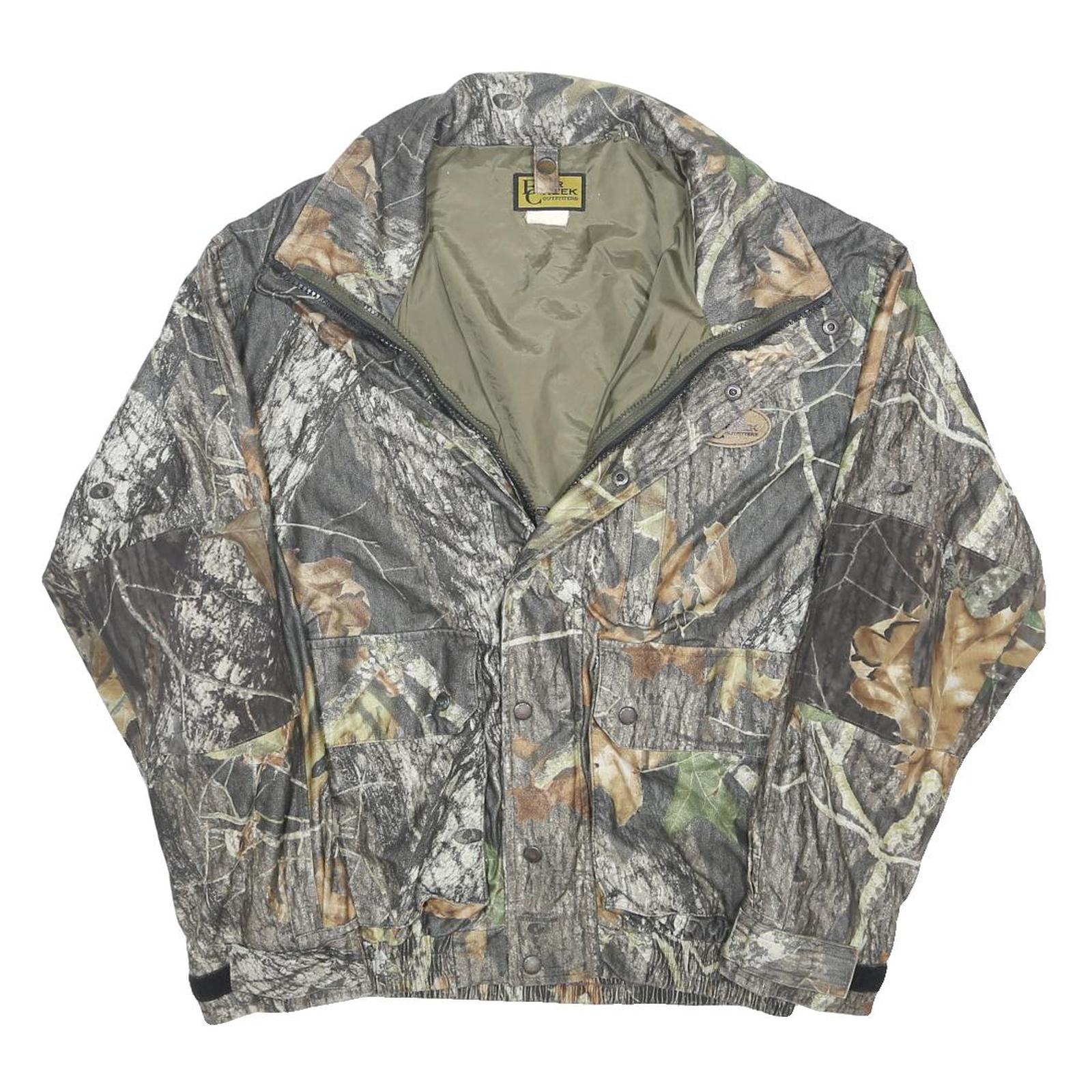 BEAR CREEK Mens Grey Camouflage Cotton Blend Zip Jacket L Outdoor Casual