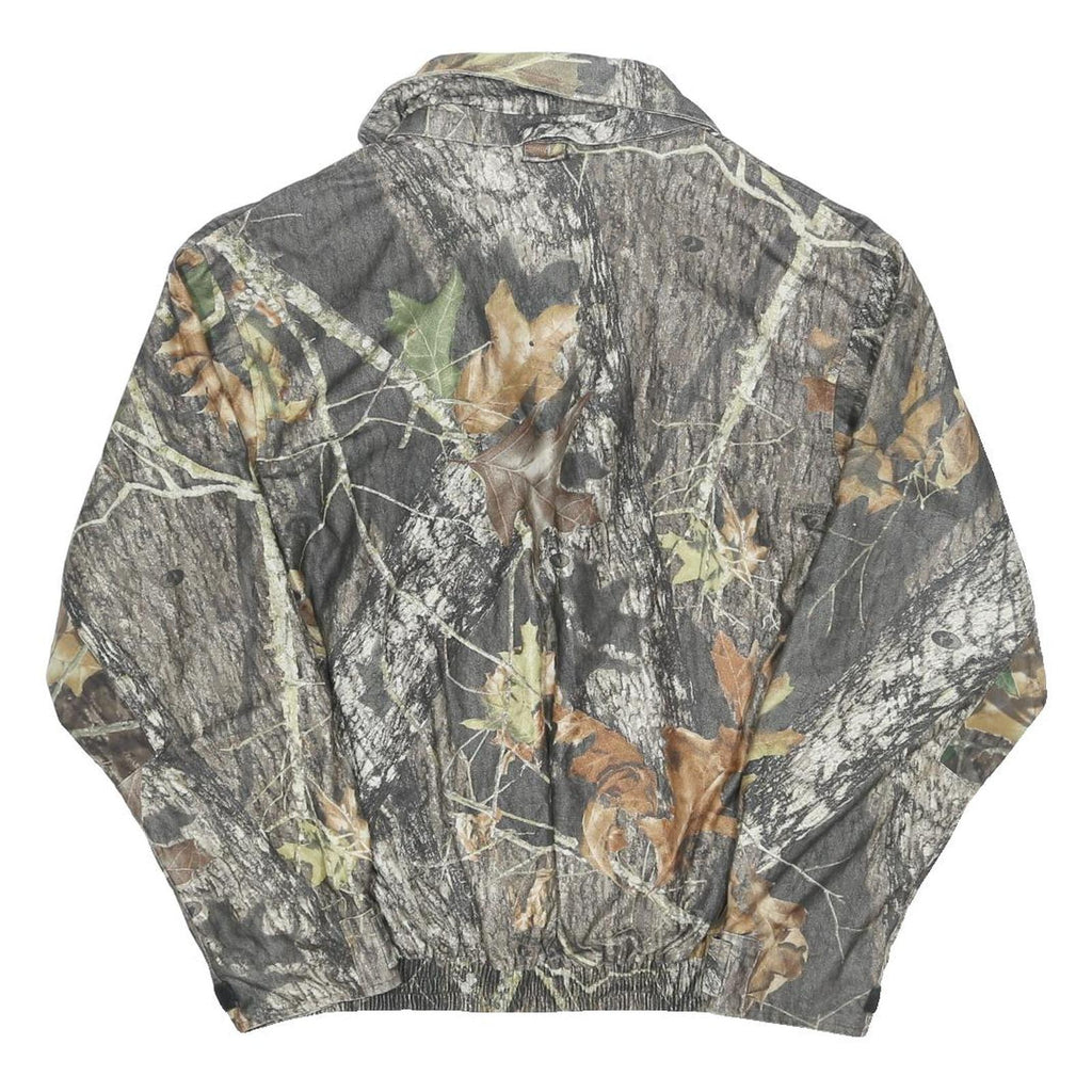 BEAR CREEK Mens Grey Camouflage Cotton Blend Zip Jacket L Outdoor Casual