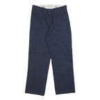 DICKIES Mens Relaxed Navy Blue Cotton Blend Relaxed Straight Leg Trousers W32