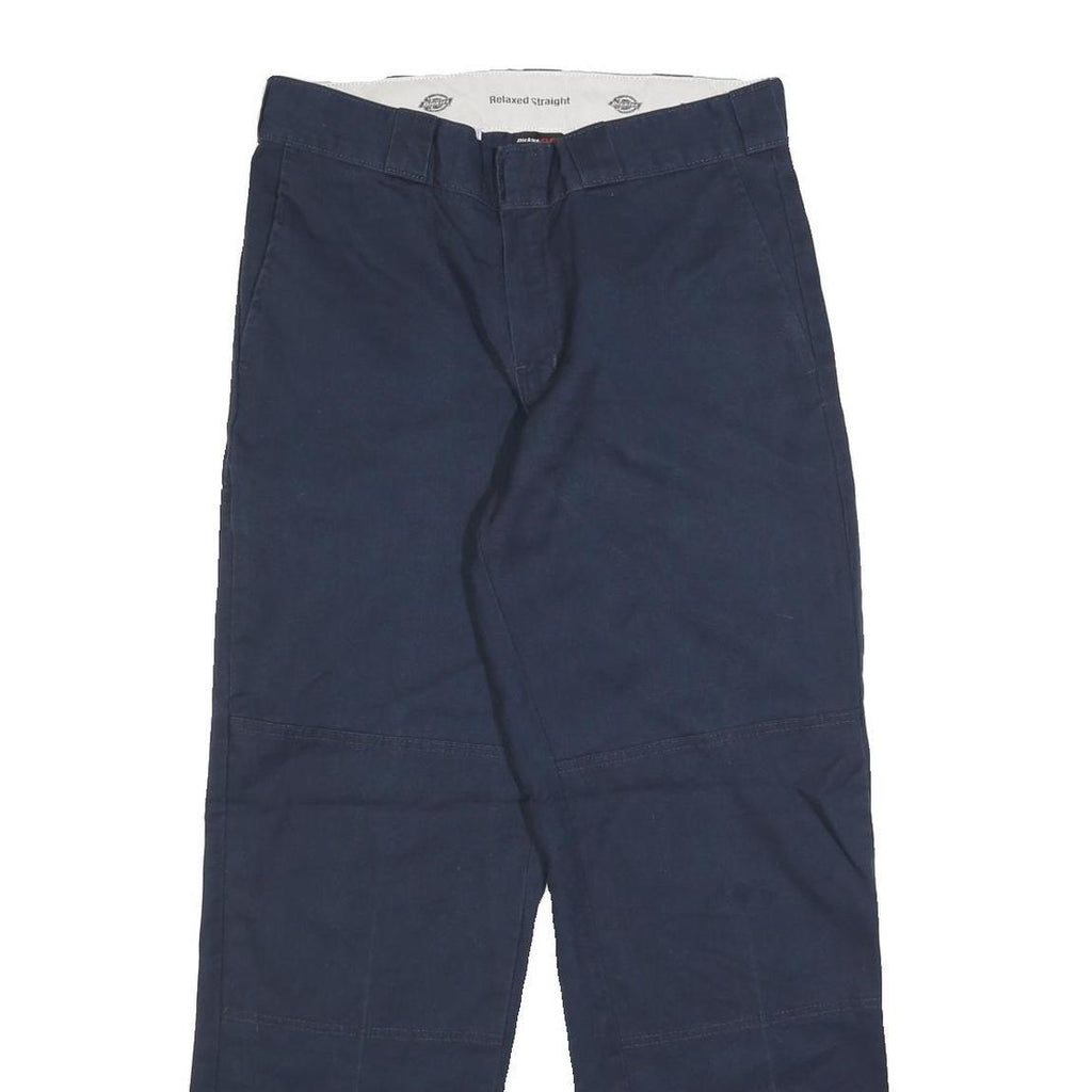DICKIES Mens Relaxed Navy Blue Cotton Blend Relaxed Straight Leg Trousers W32