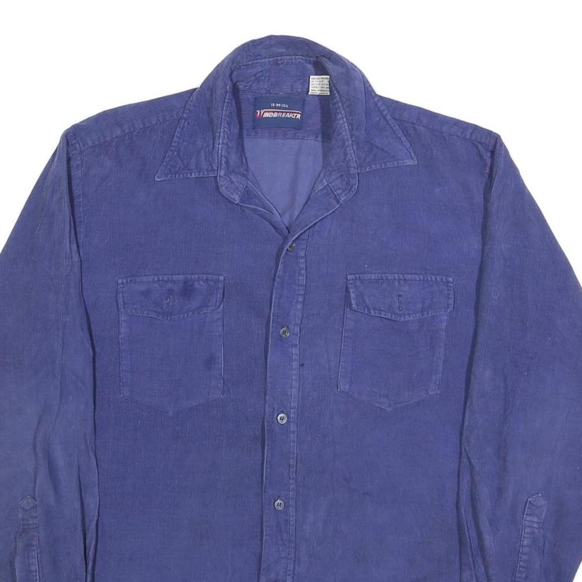 WINDBREAKER Mens Blue Plain Shirt M Cotton Blend Button Closure Classic Fit