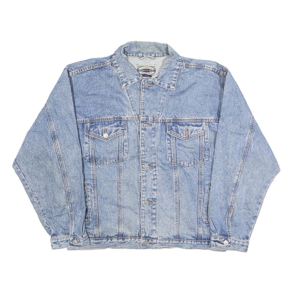 COUNTRY SEAT Mens Blue Denim Button Jacket L Cotton Classic Casual