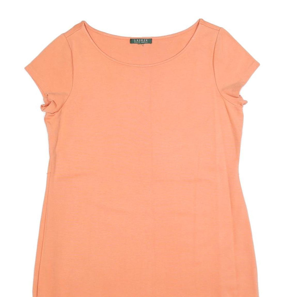 LAUREN RALPH LAUREN Womens Peach Bodycon Viscose Blend Plain Short Sleeve Mini