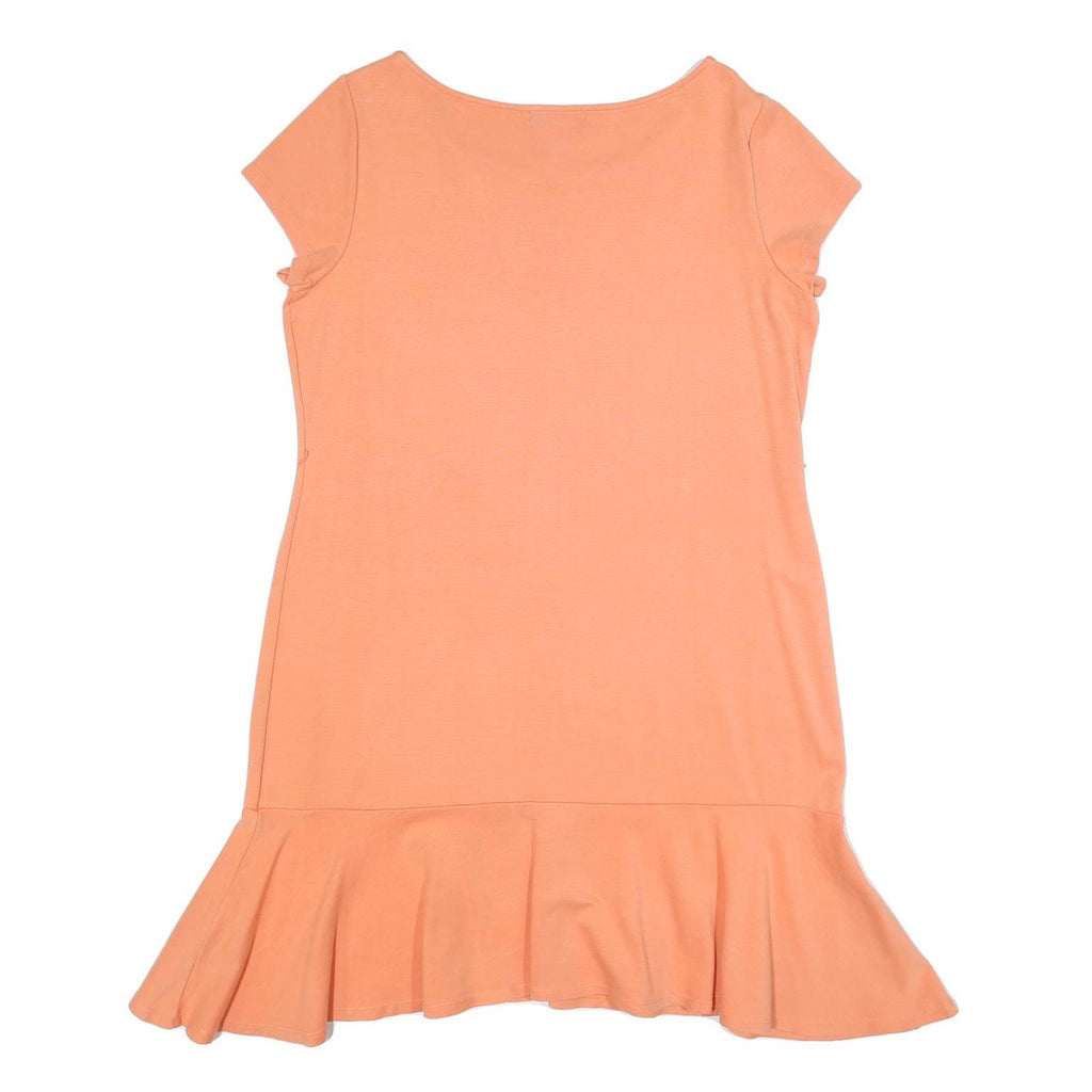 LAUREN RALPH LAUREN Womens Peach Bodycon Viscose Blend Plain Short Sleeve Mini