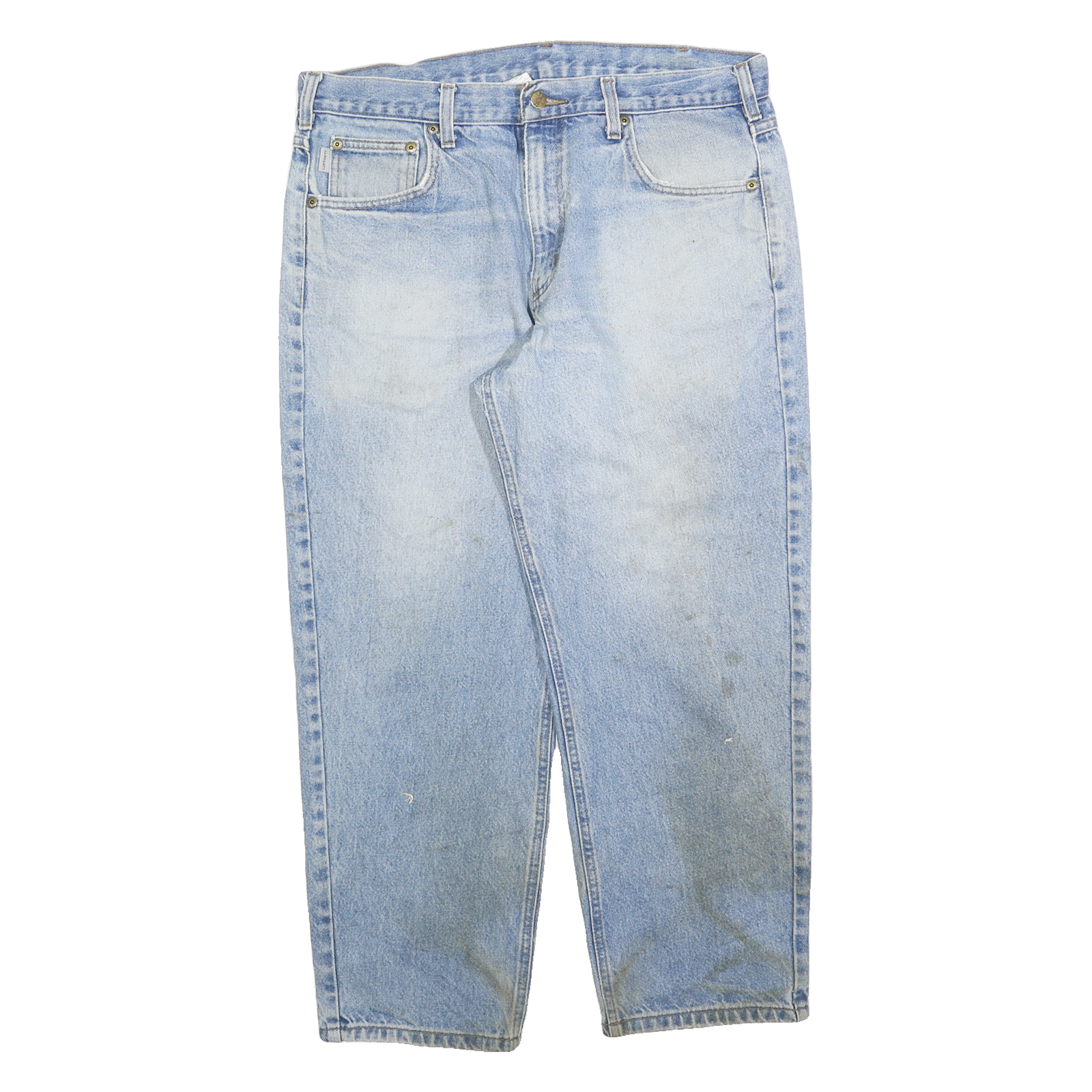 CARHARTT Mens Jeans Blue Relaxed Straight Denim Light W36 L28 Workwear Casual