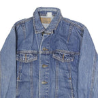 Mens Blue Denim Cotton Jacket S Button Closure Classic Fit Casual Outerwear