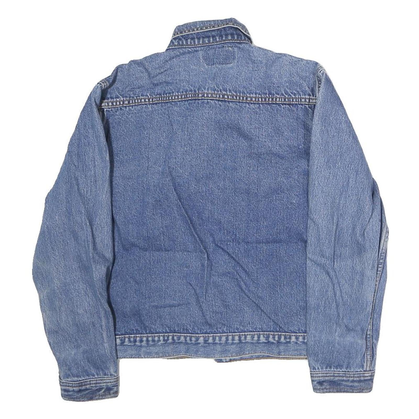 Mens Blue Denim Cotton Jacket S Button Closure Classic Fit Casual Outerwear