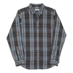 COLUMBIA Mens Blue & Brown Plaid Shirt S Outdoor Casual Button Front Cotton