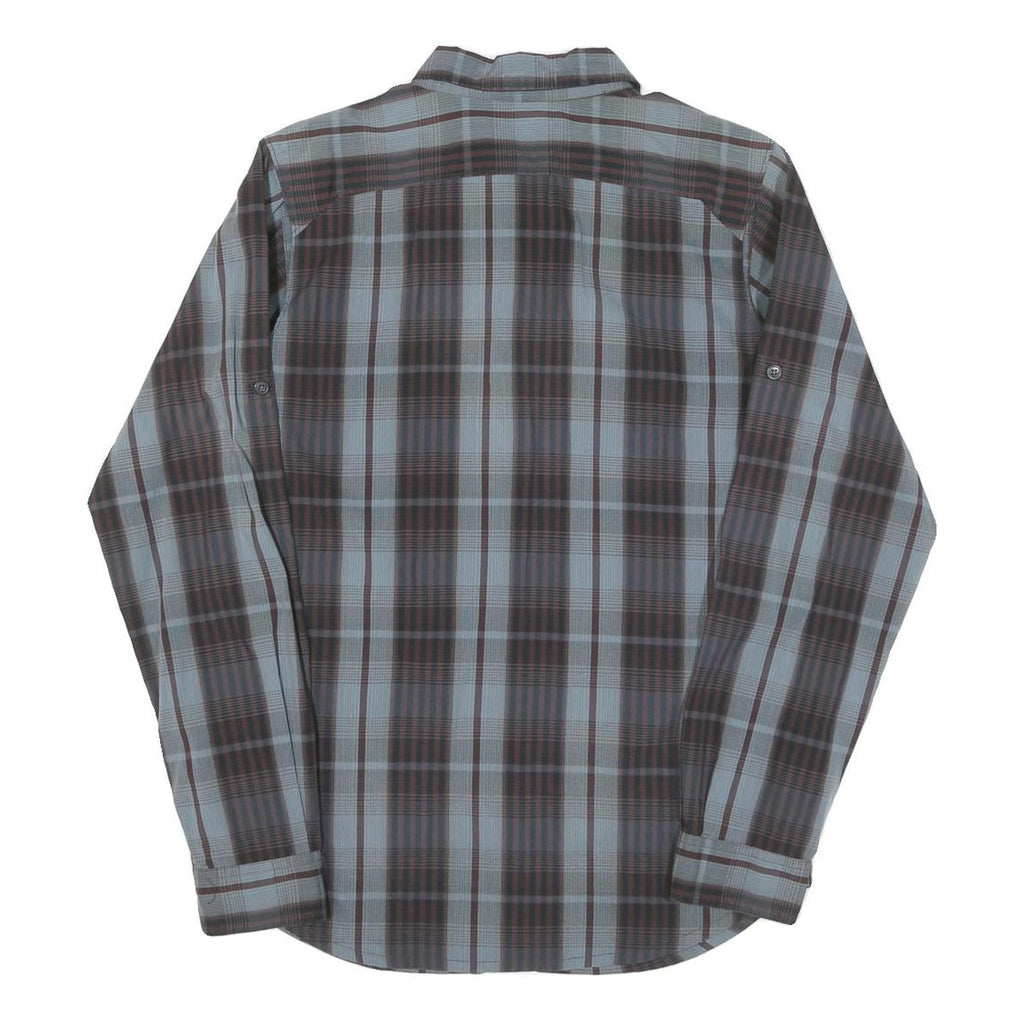 COLUMBIA Mens Blue & Brown Plaid Shirt S Outdoor Casual Button Front Cotton