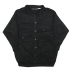 SPECIAL EVENTS Womens Black Collared L Cotton Blend Sweatshirt Button Front