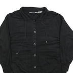 SPECIAL EVENTS Womens Black Collared L Cotton Blend Sweatshirt Button Front