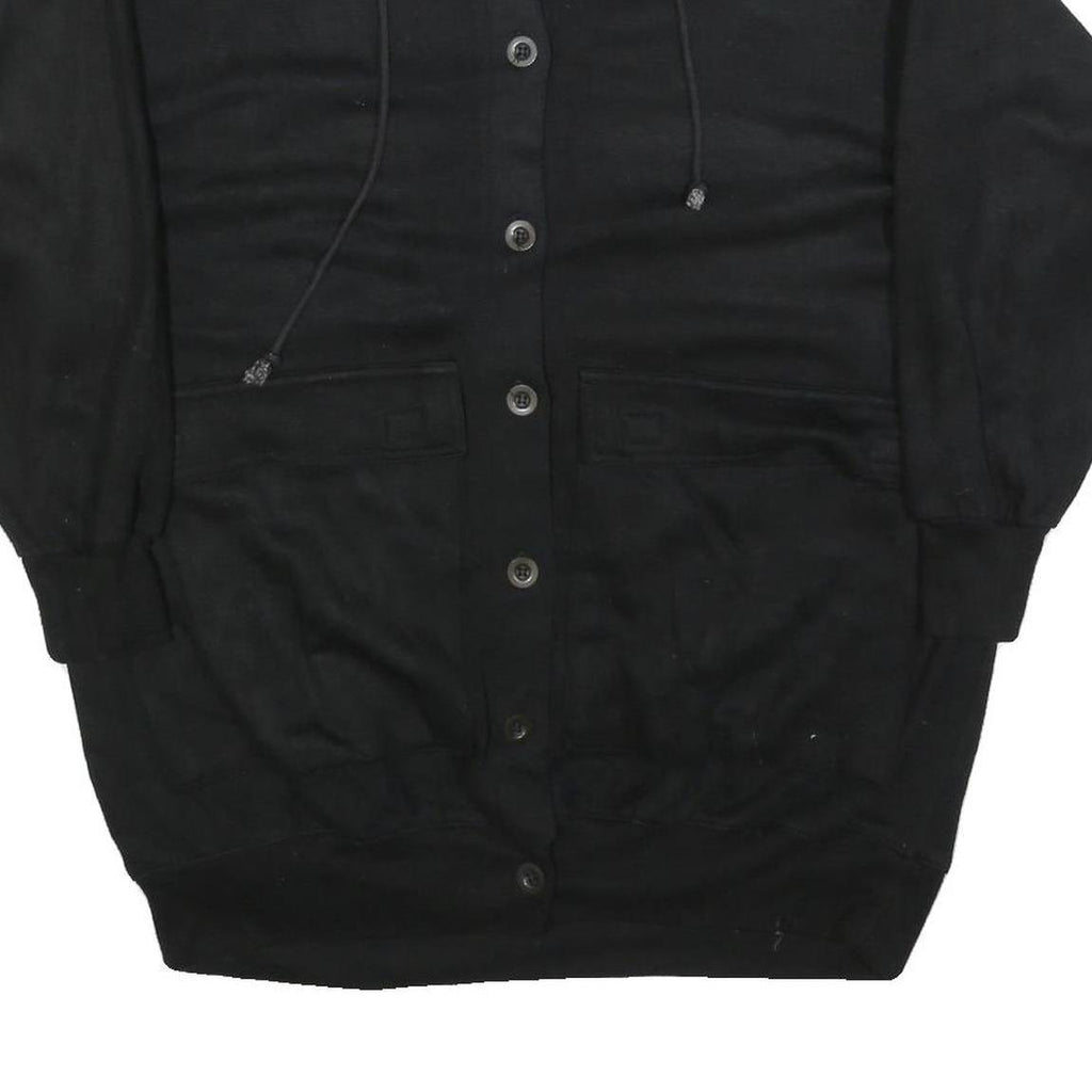 SPECIAL EVENTS Womens Black Collared L Cotton Blend Sweatshirt Button Front