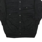 SPECIAL EVENTS Womens Black Collared L Cotton Blend Sweatshirt Button Front