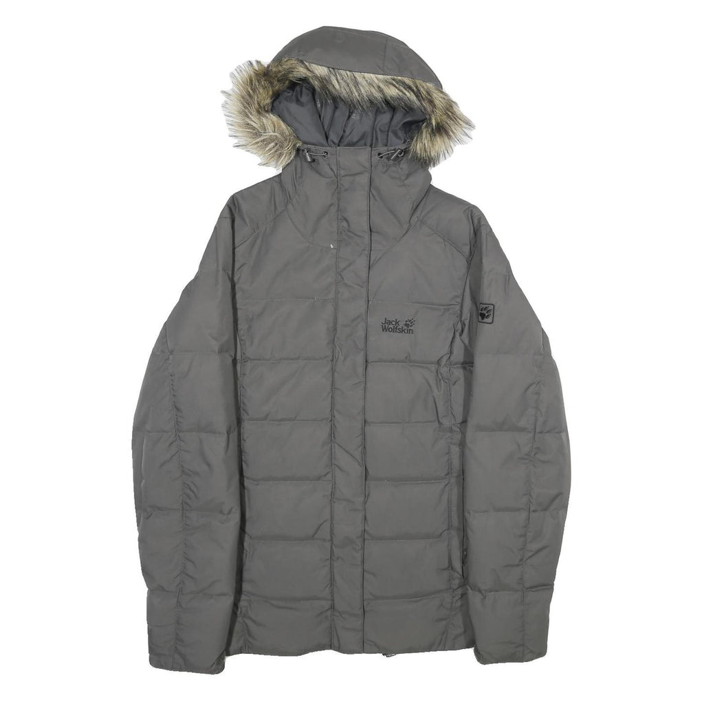 JACK WOLFSKIN Womens Grey Outdoor Jacket M Polyamide Plain Zip Hooded