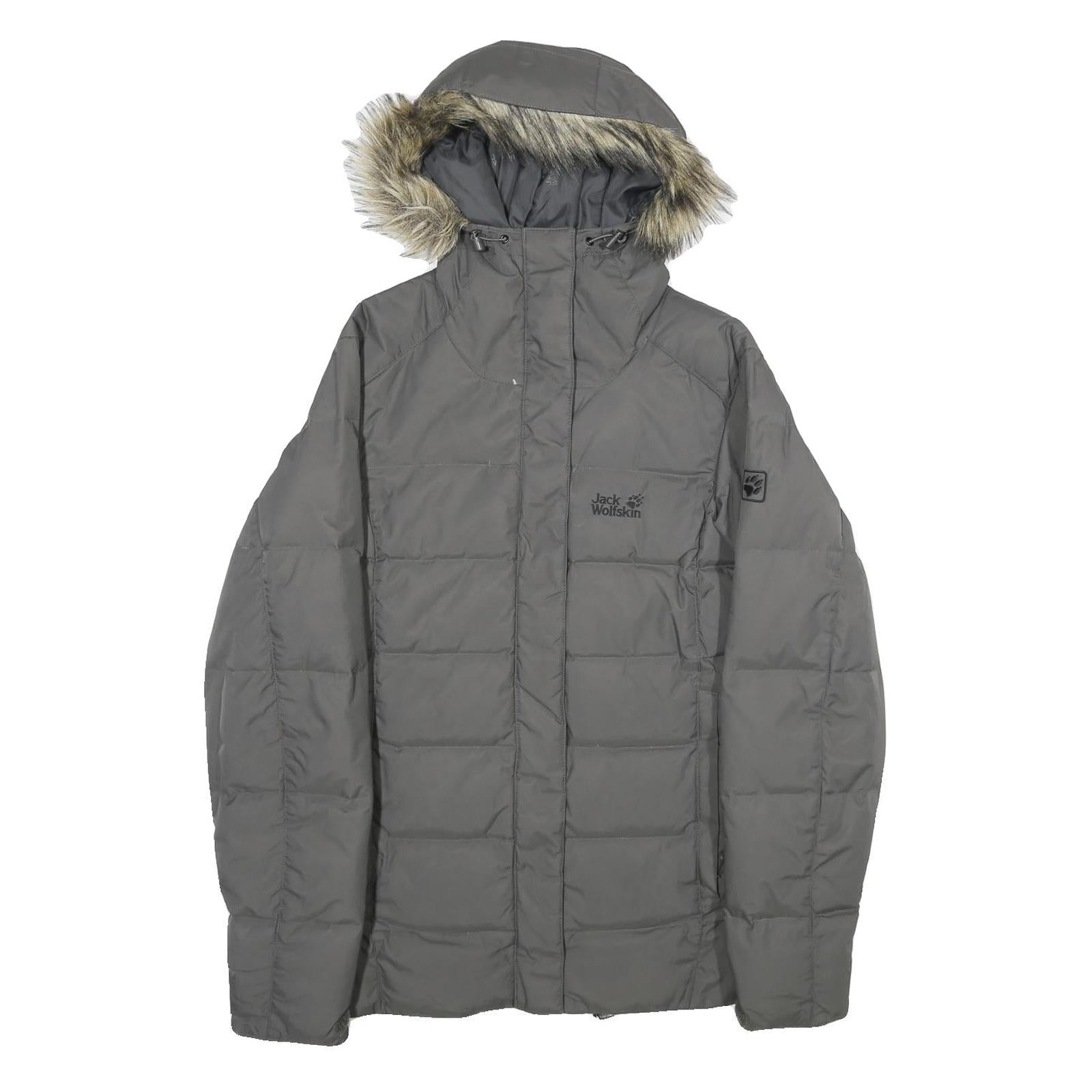 JACK WOLFSKIN Womens Grey Outdoor Jacket M Polyamide Plain Zip Hooded