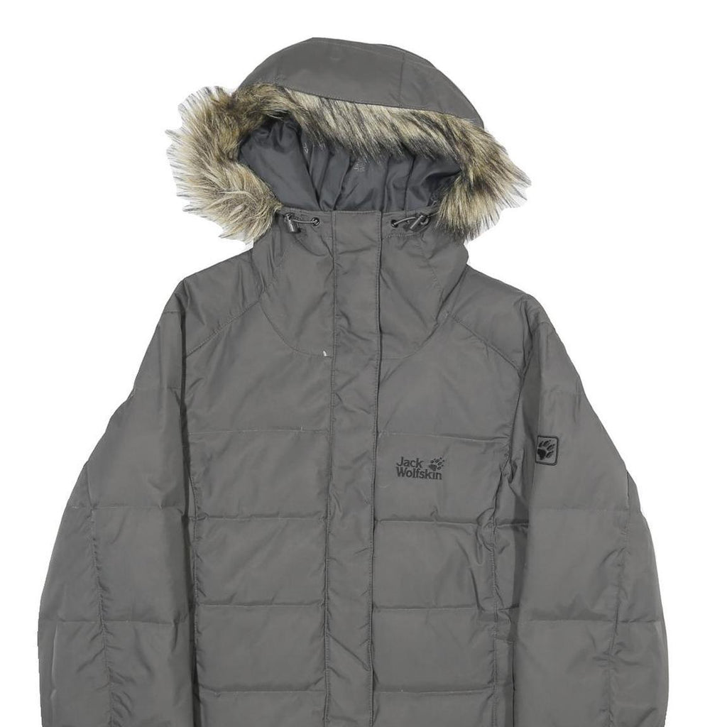 JACK WOLFSKIN Womens Grey Outdoor Jacket M Polyamide Plain Zip Hooded