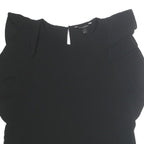 BANANA REPUBLIC Womens Black Basic Puff Sleeve Crew Neck Top S Polyester