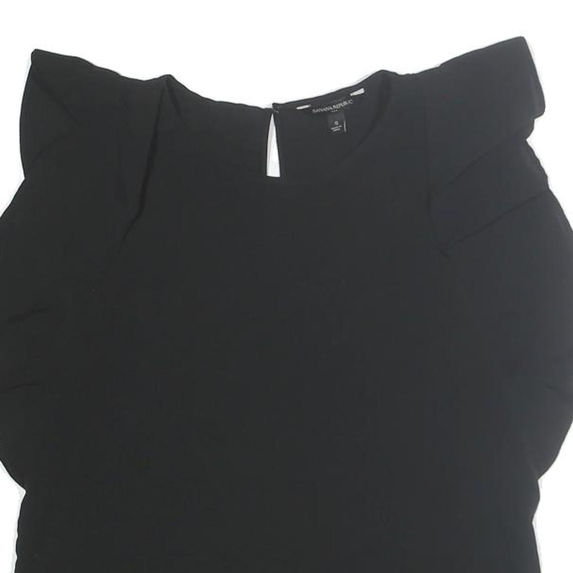 BANANA REPUBLIC Womens Black Basic Puff Sleeve Crew Neck Top S Polyester