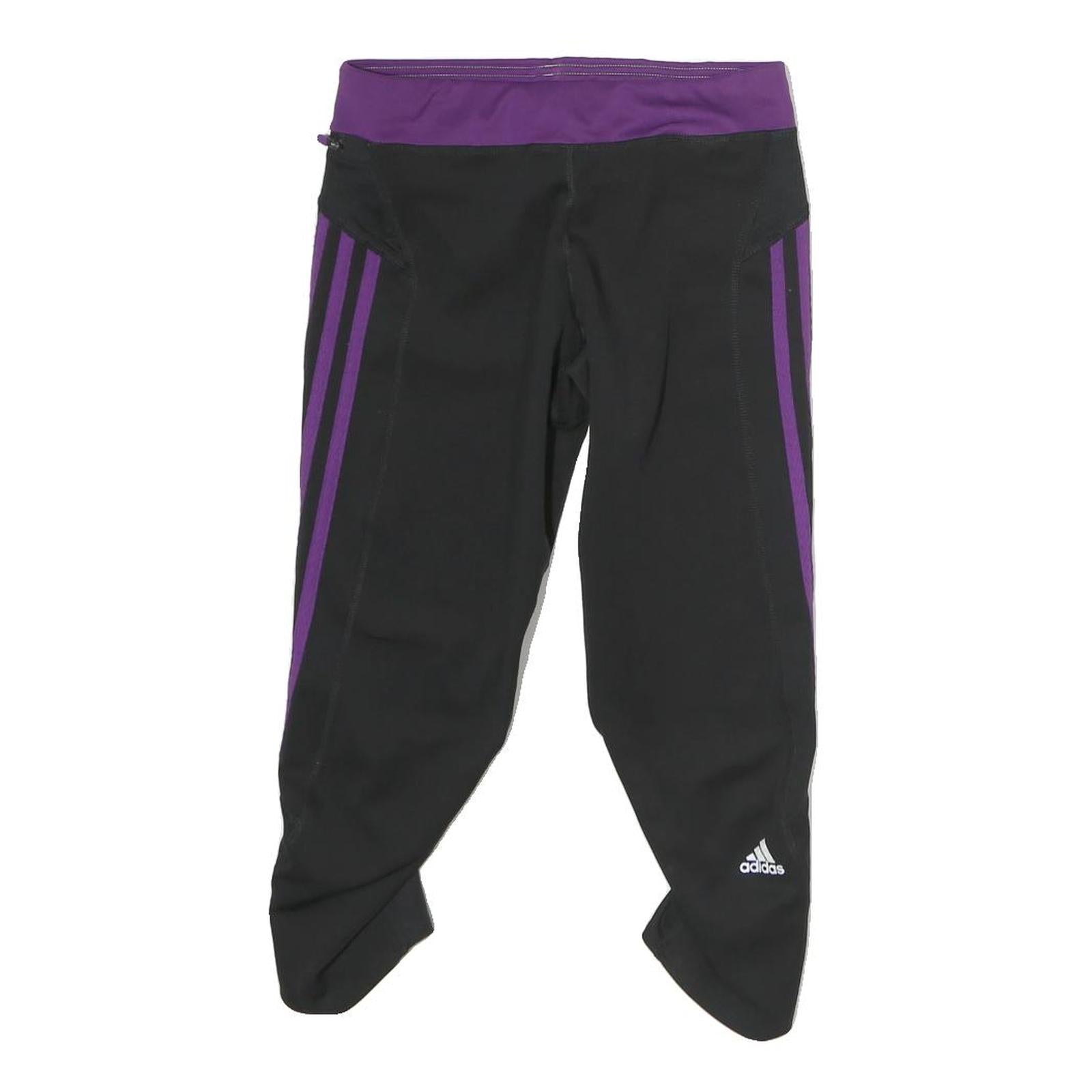 ADIDAS Womens Shorts Black & Purple Sports Slim UK 8 W28 Elastic Waistband
