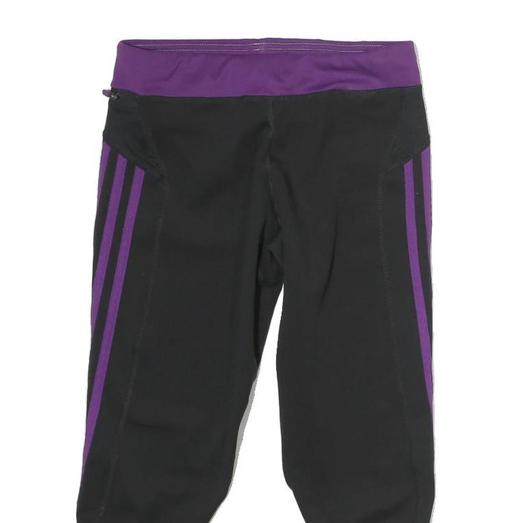 ADIDAS Womens Shorts Black & Purple Sports Slim UK 8 W28 Elastic Waistband
