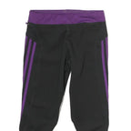 ADIDAS Womens Shorts Black & Purple Sports Slim UK 8 W28 Elastic Waistband