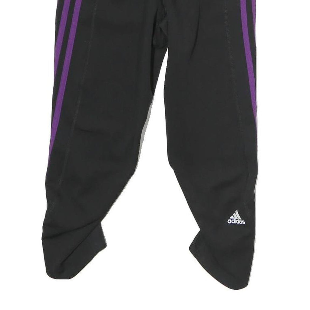 ADIDAS Womens Shorts Black & Purple Sports Slim UK 8 W28 Elastic Waistband