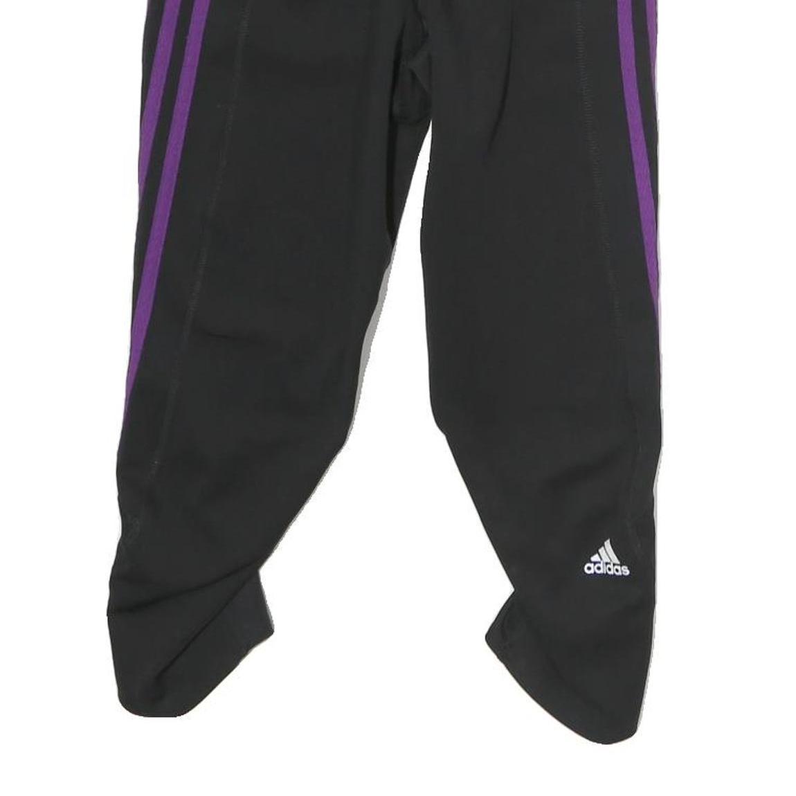 ADIDAS Womens Shorts Black & Purple Sports Slim UK 8 W28 Elastic Waistband