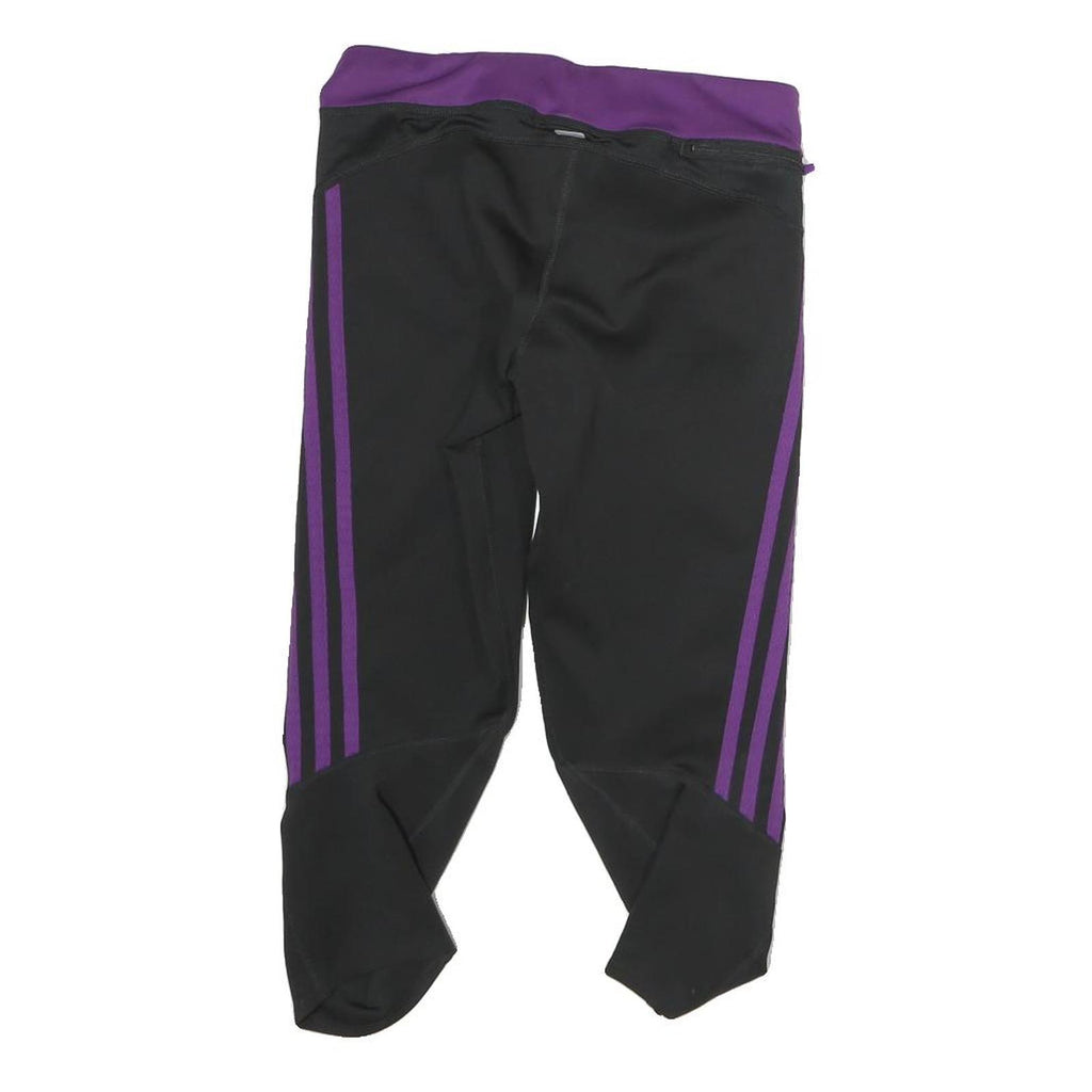 ADIDAS Womens Shorts Black & Purple Sports Slim UK 8 W28 Elastic Waistband