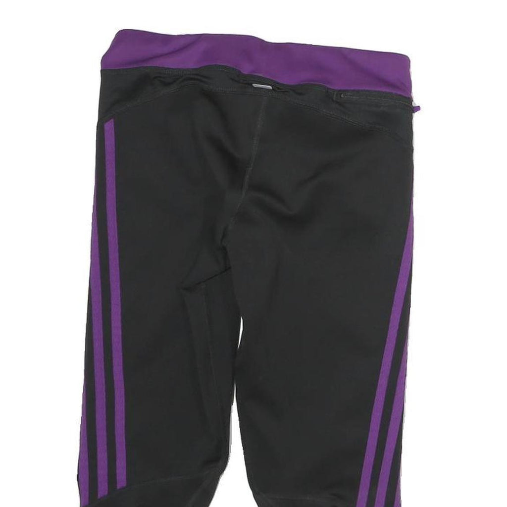ADIDAS Womens Shorts Black & Purple Sports Slim UK 8 W28 Elastic Waistband
