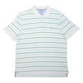 CHAPS Mens White & Green Striped Polo Shirt XL Short Sleeve Cotton Casual