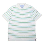 CHAPS Mens White & Green Striped Polo Shirt XL Short Sleeve Cotton Casual