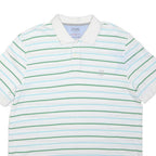 CHAPS Mens White & Green Striped Polo Shirt XL Short Sleeve Cotton Casual