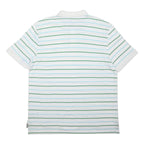 CHAPS Mens White & Green Striped Polo Shirt XL Short Sleeve Cotton Casual