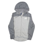 NIKE Mens Grey Hooded Zip Jacket S Cotton Blend Plain Lightweight Casual